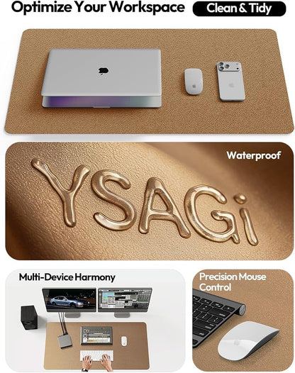 YSAGi Leather Desk Protector, Office Mat, Large Mouse Mat, Non-Slip PU Leather - Image 8