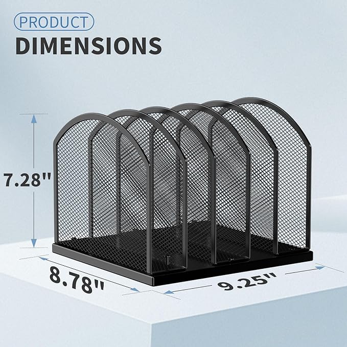 Gawerk 5-Section Vertical Desktop Organizer, 5-Section Mesh File Folder Stand - Image 2