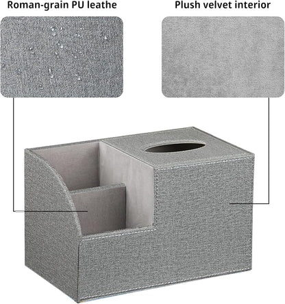 Square Tissue Box Cover with Storage, PU Leather Cube Tissue Box Holder - Image 5