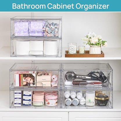 Vtopmart 6 Pack Large Stackable Storage Drawers, Easily Assemble Clear Acrylic - Image 7