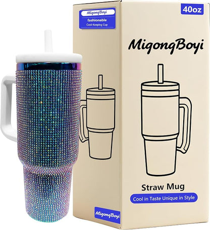 40-OZ Insulated Water Bottle,Insulated Stainless Steel Tumbler,Reusable Cold Drink Thermos,BPA-Free, Double-Wall Stainless Steel Water Bottle (Colorful-Diamond, 40, Fluid Ounces) by Unknown