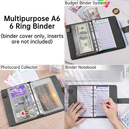 Antner A6 Notebook Binder Refillable 6 Ring Budget Binder Cover - Image 4