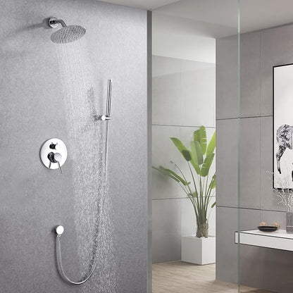 SUMERAIN Rain Shower System, Wall Mounted Bathroom Shower Faucet Set with 8" Shower Head and Brass Hand Shower, Rough in Valve Included - Image 3