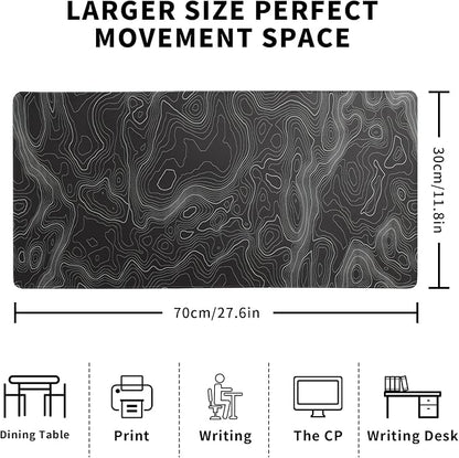 Topographic Contour Extended Big Mouse Pad Large, Gaming Mouse Pad Desk Pad - Image 6