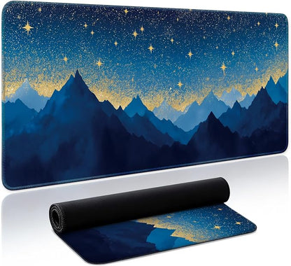 Aesthetic Desk Mat, Cute Starlit Peaks Desk Pad Protector by Zotia