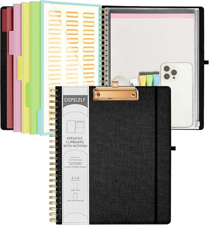Ospelelf Black Foldable Spiral Clipboard Folio by OspelelfOfficeSupplies