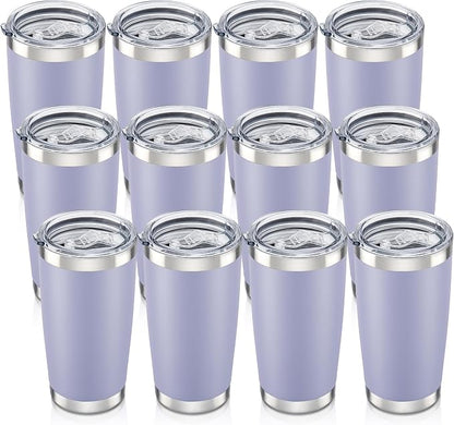 20 oz Tumbler with Lid Stainless Steel Insulated Tumblers Bulk Double Wall Vacuum Cups Powder Coated Travel Mug Keep Drinks Cold and Hot, Cosmic Lilac, 12 Pack by Orebigo