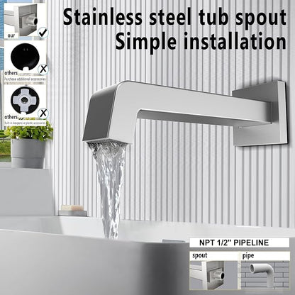 SOOOHOT Bathtub Shower Systems, Tub and Shower Faucet Set Combo with 6 Inch Brushed Nickel Shower Faucet Set, Shower Tub Faucets Sets Complete (Valve Included) - Image 5