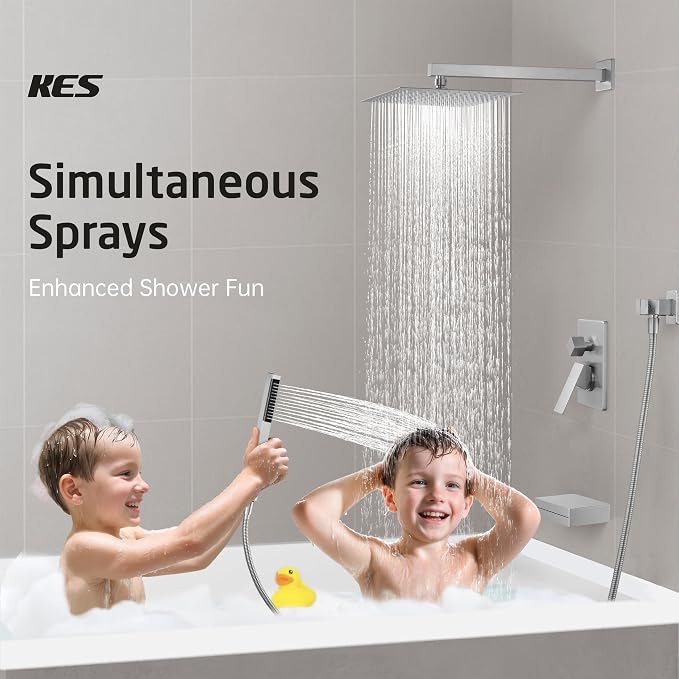 KES Bathtub Shower Faucet Set with Waterfall Tub Spout Shower System 3-Function Shower Faucets Sets Complete with 10 Inch Rain Shower Head, XB6305F18-BN - Image 4