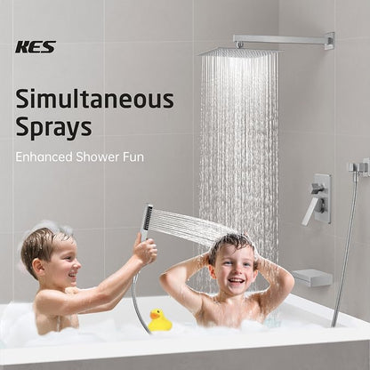 KES Bathtub Shower Faucet Set with Waterfall Tub Spout Shower System 3-Function Shower Faucets Sets Complete with 10 Inch Rain Shower Head, XB6305F18-BN - Image 4
