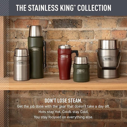 THERMOS Stainless King Vacuum-Insulated Travel Mug with Handle - 16oz, Army Green - Thermos Tumbler for Hot & Cold Drinks - Leak-Proof & Sweat-Proof Stainless Steel Coffee Mug with Lid for Commuting - Image 6