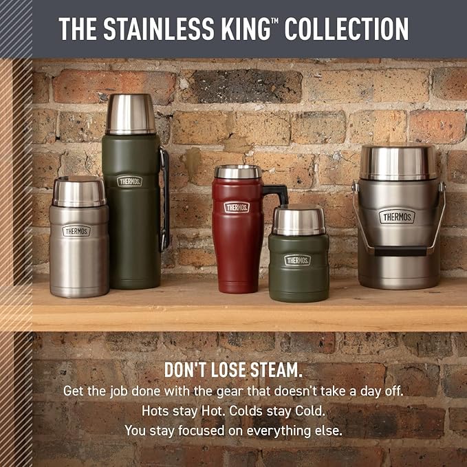THERMOS Stainless King Vacuum-Insulated Travel Mug with Handle - 16oz, Rustic Red - Thermos Tumbler for Hot & Cold Drinks - Leak-Proof & Sweat-Proof Stainless Steel Coffee Mug with Lid for Commuting - Image 6