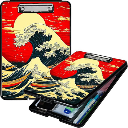 Red Sky Waves A4 Clipboard by Unknown