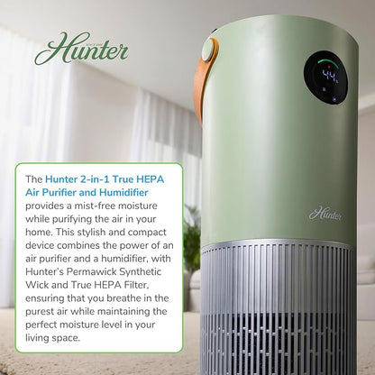 Hunter Fan Company Humidifier and Air Purifier In One, Advanced Filtration Air Purifiers for Home, Air Purifiers for Home Pets, Humidifiers for Bedroom and Humidifiers for Bedroom Baby, Sage/Silver - Image 2