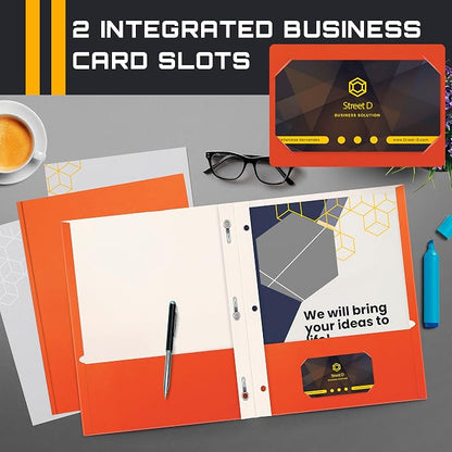 Better Office Products Orange Paper 2 Pocket Folders - Image 4
