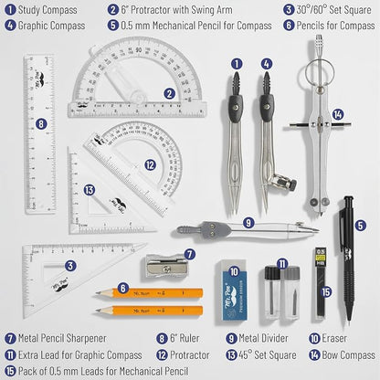Mr. Pen- Geometry Set, 15 Piece Set - Image 2