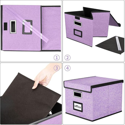 File Organizer Box with Lid, Collapsible File Folder Organizer - Image 7