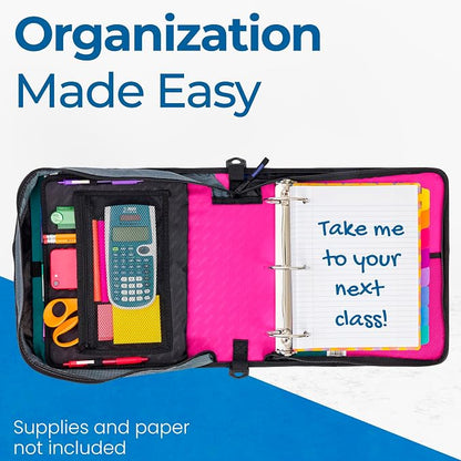 Case-it Mighty Zip Tab School Zipper Binder | 3-Inch O-Rings, 600-Sheet Capacity - Image 7