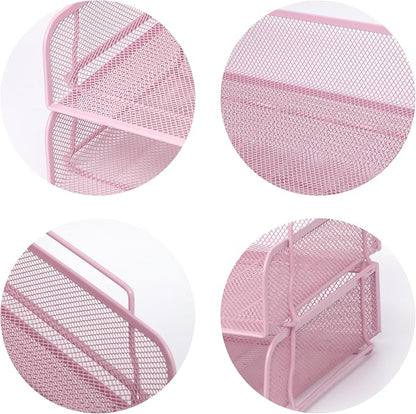 EASEPRES 2 Pack Stackable Desk Paper Tray, Metal Mesh Desktop Document Letter - Image 4
