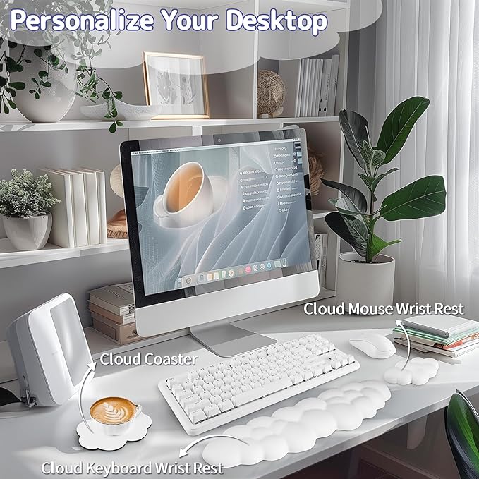 Sushret Cloud Wrist Rest Keyboard, Cloud Keyboard Wrist Pad Set - Image 2
