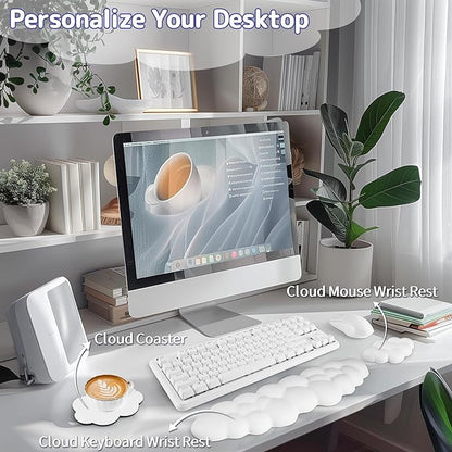 Sushret Cloud Wrist Rest Keyboard, Cloud Keyboard Wrist Pad Set - Image 2