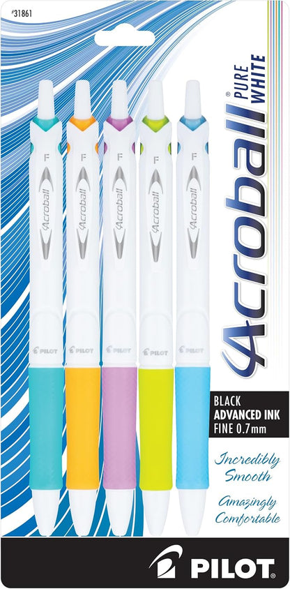Pilot Acroball PureWhite Advanced Ink Refillable & Retractable Ball Point Pens by PilotCorporationofAmerica