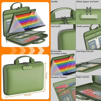 Fireproof File Organizer with Lock, Hard Case Fireproof Document Box with 13 - Image 4