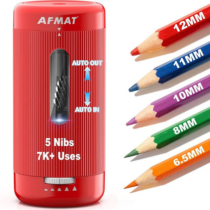 AFMAT Electric Pencil Sharpener, Auto in & Out, 5 Nibs, 7K+ Uses, Fully by AFMAT