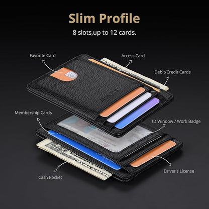 Buffway Slim Minimalist Front Pocket RFID Blocking Leather Wallets - Image 4