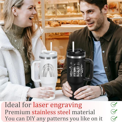 4 Pack 40 Oz Tumblers with Handle Bulk, Double Wall Vacuum Insulated Stainless Steel Tumblers with Lid and Straw, 40 oz Cups with Silicone Spill Proof Stopper Set (Black-2,White-2) - Image 6