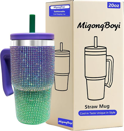 20-OZ Insulated Water Bottle,Insulated Stainless Steel Tumbler,Reusable Cold Drink Thermos,BPA-Free, Double-Wall Stainless Steel Water Bottle (Purple Green Gradient-Diamond, 20, Fluid Ounces) by Unknown