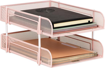 Mind Reader Stackable Paper Tray, Desktop Organizer, File Storage, Metal Mesh by MindReader