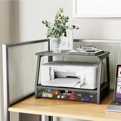 2-Tier Printer Stand with Storage, Desktop Organizer - Image 3