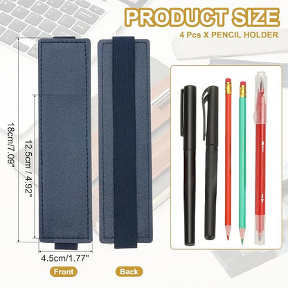 PATIKIL 4Pcs Elastic Notebook Pen Holder, Adjustable Hold 2 Pen Holder PU - Image 2