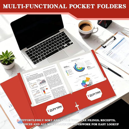 VZCPYTPM 50 Pack Red Folders - Image 3