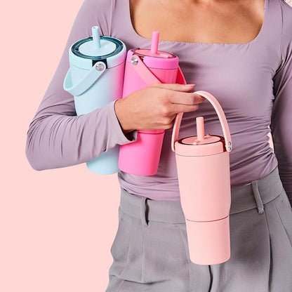 BrüMate Resa 25oz 100% Leakproof Travel Tumbler w/Handle & Straw | Flexible SoftSip Straw | Silicone Sleeve for Durability | Stainless Steel | Cup Holder & Travel Friendly Water Bottle (Blue Agave) - Image 8
