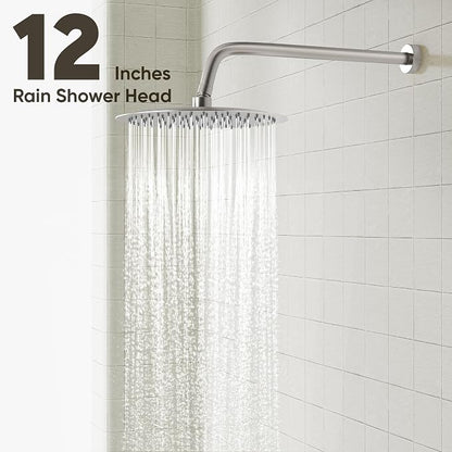 Gabrylly Shower System with Tub Spout, Bathtub Shower Faucet Set with High Pressure 12" Rain head and Handheld Spray, 3-Way Pressure Balance Valve Kit, Brushed Nickel - Image 4