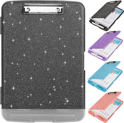 SFLHHDM Glitter Clipboard with Storage, Plastic Storage Clipboard with Pen by SFLHHDM