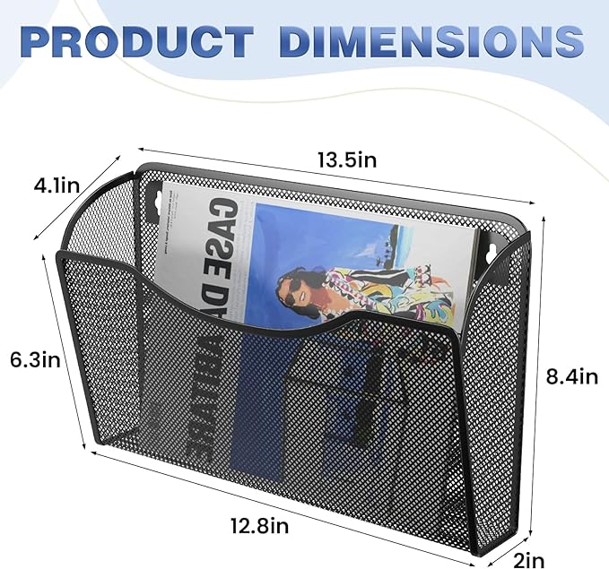 MINDEPOT Wall File Organizer, Hanging Wall Mounted File Folder Holder Mail - Image 2