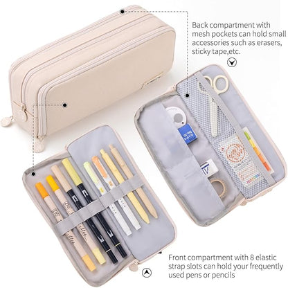 CICIMELON Large Capacity Pencil Case 3 Compartment Pouch Pen Bag - Image 3