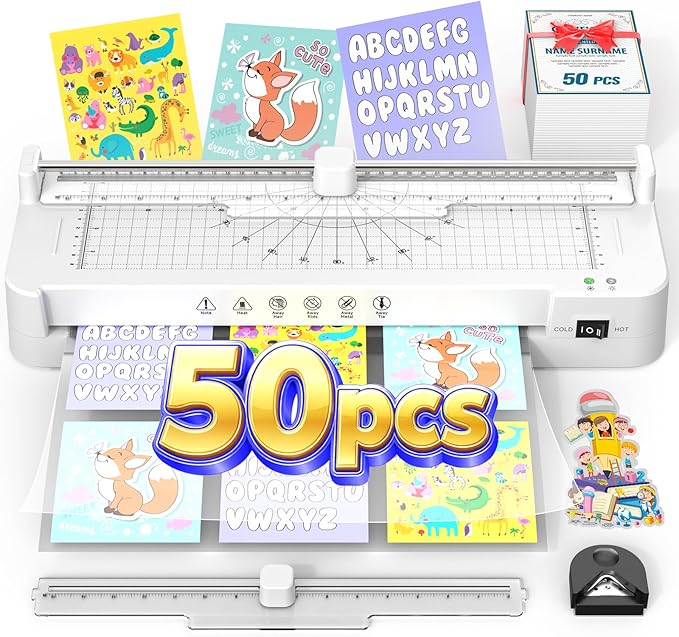 13 Inch Laminator Machine with Sheets 50pcs, Paper Trimmer Corner Rounder Scale by KEJECTOR