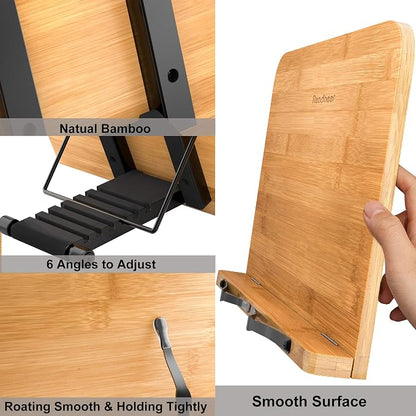 Readaeer Bamboo Book Stand, Large Book Holder - Image 3