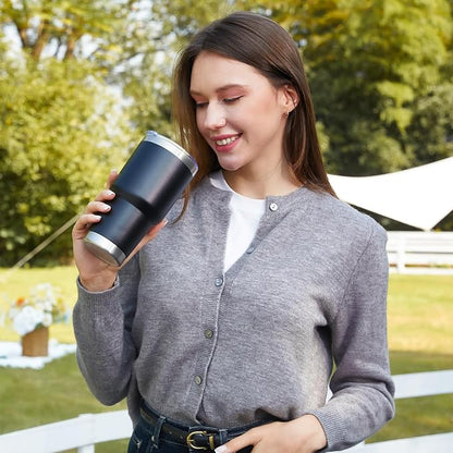 MEWAY 30oz Tumbler Double Wall Vacuum Insulated Travel Mug, Stainless Steel Tumbler with Lid, Durable Powder Coated Insulated Coffee Cup for Cold & Hot Drinks (Black,1 PACK) - Image 6