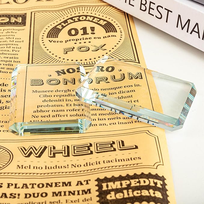 Set of 2 Rectangular Glass Paperweight Blocks - Image 5