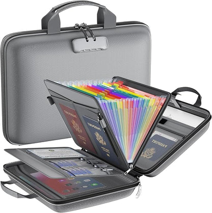 Fireproof File Organizer with Lock, Hard Case Fireproof Document Box with 13 by Tamfile