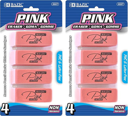 BAZIC Products Pink Bevel Block Erasers by BAZICProducts