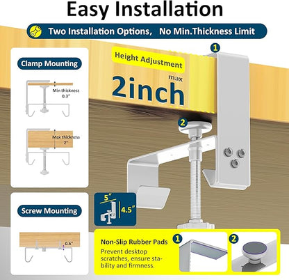 28" Small Under Desk Cable Management Tray No Drill, Compact Clamp On Cord - Image 3