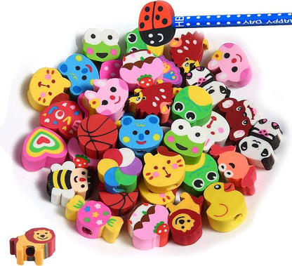 35PCS Fun Animal Fruit Pencil Topper Erasers by Jsehchya