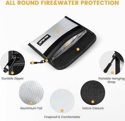 Airfish 2 Pack Fireproof Money Wallet, 8 x 5 Inches Fireproof Document Bag - Image 4