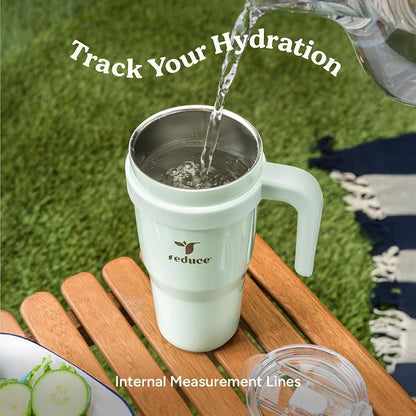 REDUCE 24 oz Tumbler with Handle - Vacuum Insulated Stainless Steel Travel Mug with Sip-It-Your-Way Lid and Straw - Keeps Drinks Cold up to 24 Hours - Sweat Proof, Dishwasher Safe - OG Papaya - Image 6